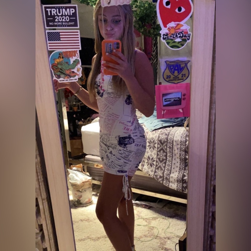 string tie scrunch dress